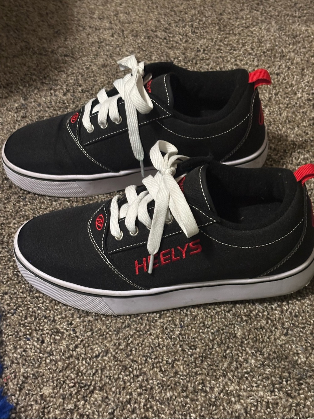 Heelys Black Sneakers with Red Logo and White Laces